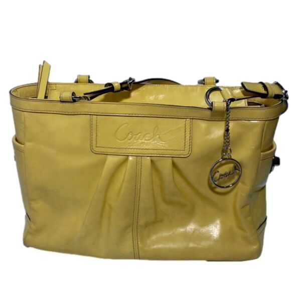Coach Ashley Yellow Patent Leather Satchel Bag - Picture 1 of 9